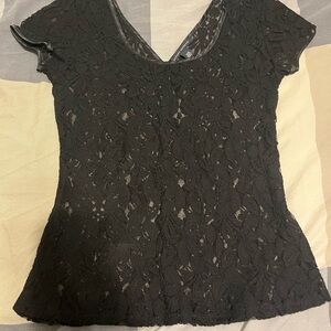 Banana Republic Black Lace Fitted Blouse